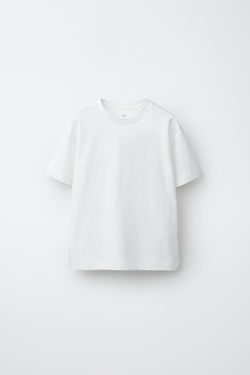 ZARA БАЗОВАЯ ФУТБОЛКА, БЕЛЫЙ