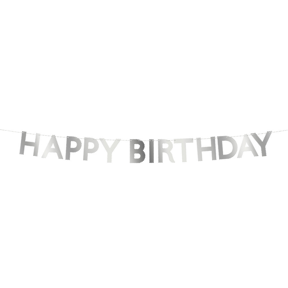 Гирлянда серебряная "С Днем Рождения" [Happy Birthday] 1.8 м