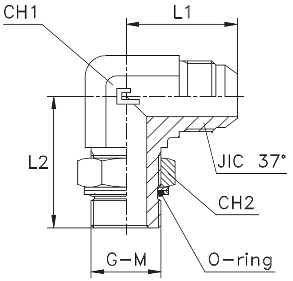 Штуцер FRG90 JIC 3/4" BSP1/4" CAST Штуцер FRG90 JIC 3/4" BSP1/4" CAST