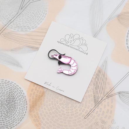 Брошь "Креветка" с кристаллом Swarovski