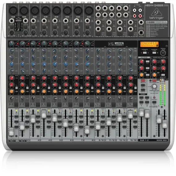 Behringer QX2222USB - микшер, 16каналов, 3-х полосный эквалайзер DSP KLARK TEKNIK, USB интерфейс