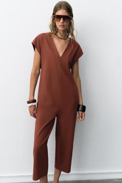 ДЛИННЫЙ КОМБИНЕЗОН ИЗ ПЛОТНОГО ХЛОПКА — ZARA