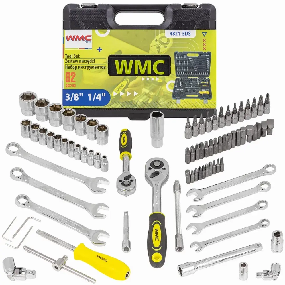 Набор инструментов 82 пр. 1/4''3/8''(6гр.)(4-22мм) WMC TOOLS WMC-4821-5DS-м