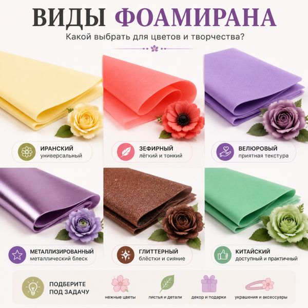 Виды фоамирана: какой выбрать для цветов и творчества Виды фоамирана: какой выбрать для цветов и творчества