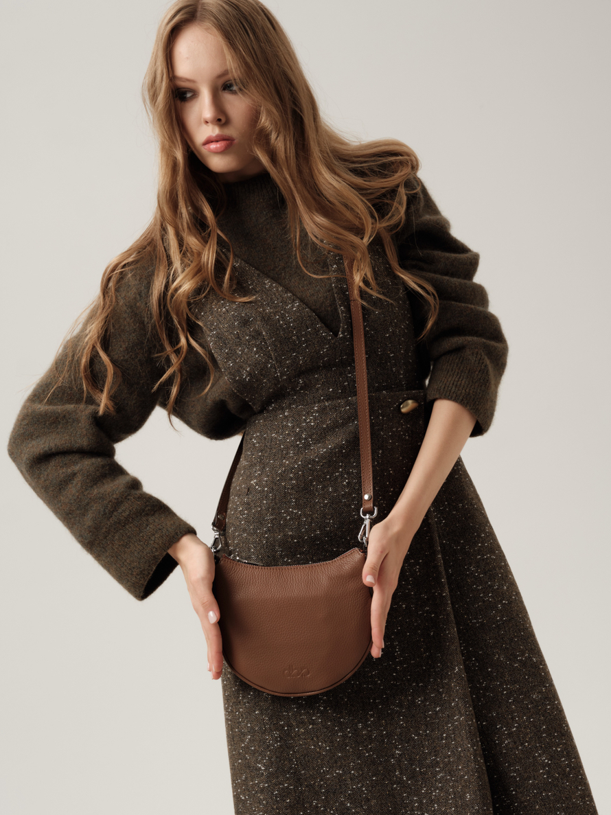 Кожаная мини-сумка Cecille DBR 31457 темный орех