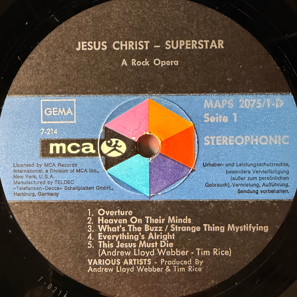 Jesus Christ Superstar 2LP (Германия 1970г.)
