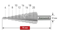 Ступенчатое сверло Ø 4-20 мм, Karnasch, арт. 21.3031