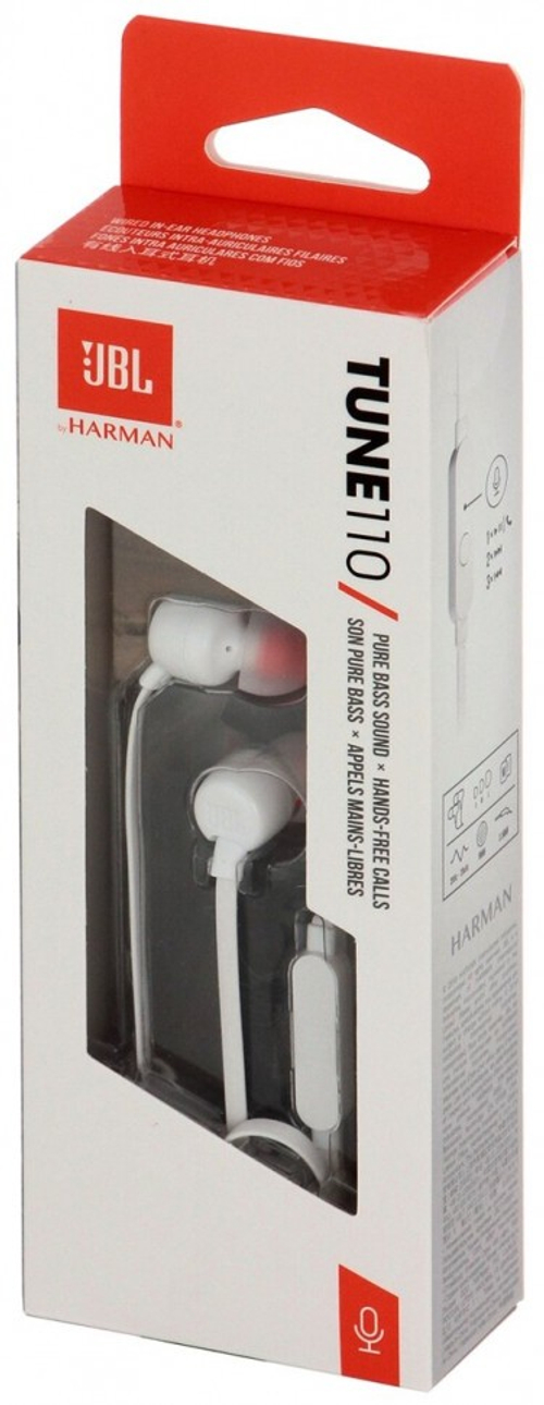 Наушники с микрофоном JBL T110 1.2м белые