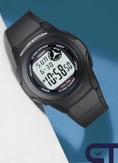 Casio F-200W-1A — мужские цифровые часы с мировым временем и секундомером