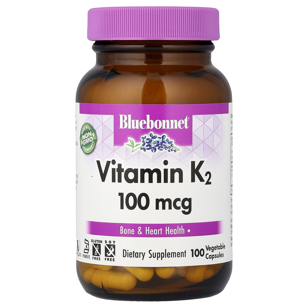Bluebonnet Nutrition, Витамин K2, 100 мкг, 100 растительных капсул