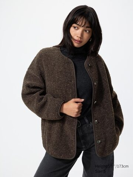 UNIQLO Кардиган из флиса, темно-коричневый
