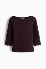 Топ с вырезом-лодочкой и кружевом - H&M