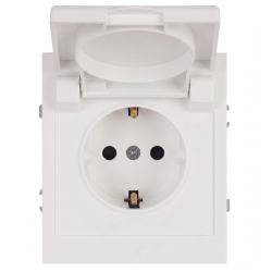 Розетка ЭРА Arktik 16-2103-08 с заземлением 2P+E Schuko со шторками с крышкой 16А-250В белый матовый | Эра Arktik