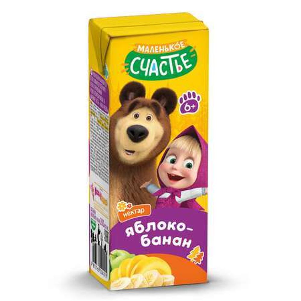 Нектар Маленькое счастье Маша и Медведь Яблоко-Банан 0,2л, шт