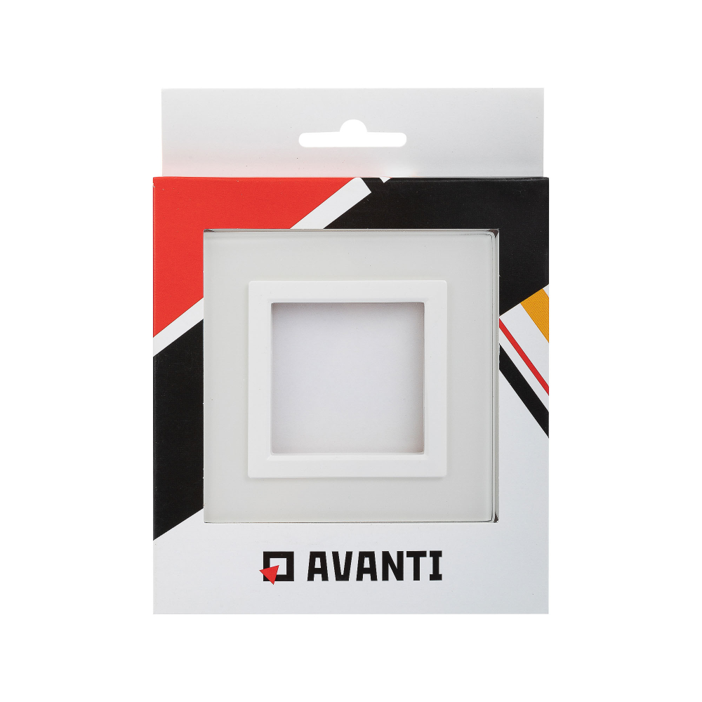 Рамка из натурального стекла,  "Avanti", белая, 1 пост (2 мод.)