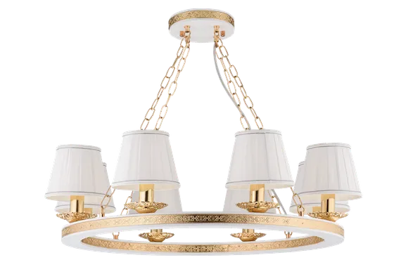 Люстра потолочная Sfera Sveta 85649/8A WHITE+GOLD, 8×40 Вт, золотая и белая