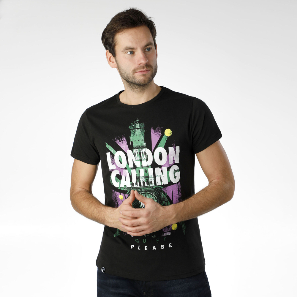 Мужское теннисное поло Quiet Please London Calling T-Shirt Men - Black, Multicoloured