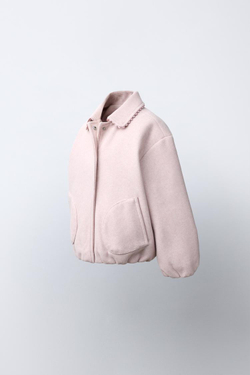 ZARA БОМБЕР С ВОЛНИСТОЙ ОТДЕЛКОЙ, РОЗОВЫЙ