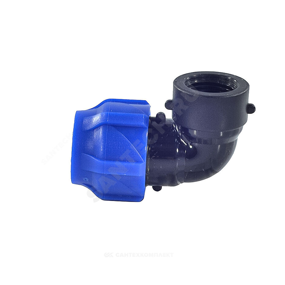 Отвод компрессионный ПЭ Дн 50х1 1/2"х90гр ВР Ру16 VALFEX 1210012350112