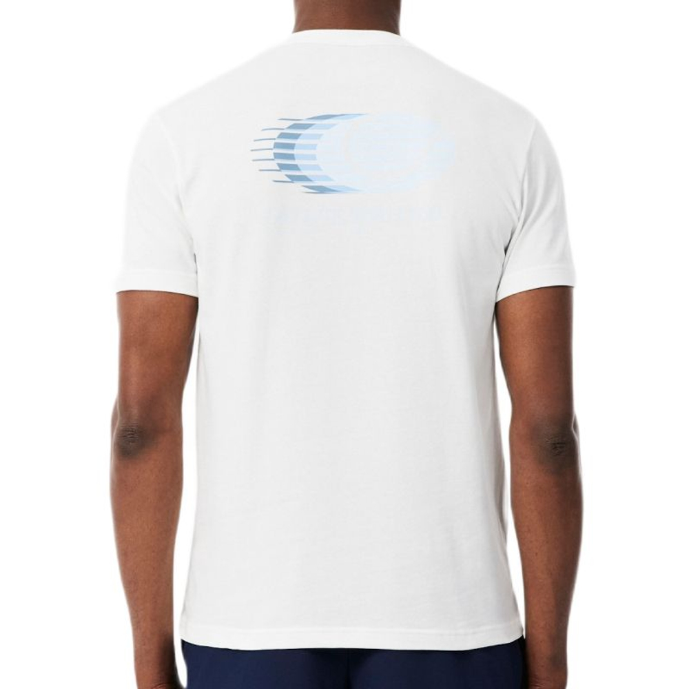 Meski T-Shirt Lacoste Ultra Dry Printed Sport - white/light blue