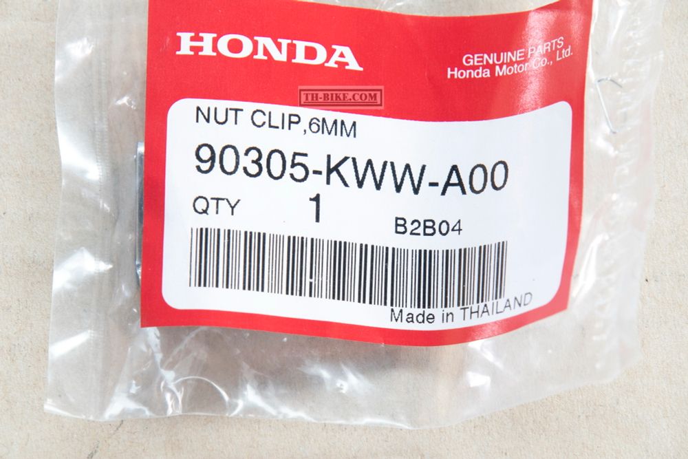 90305-KWW-A00. NUT, CLIP, 6MM. HONDA