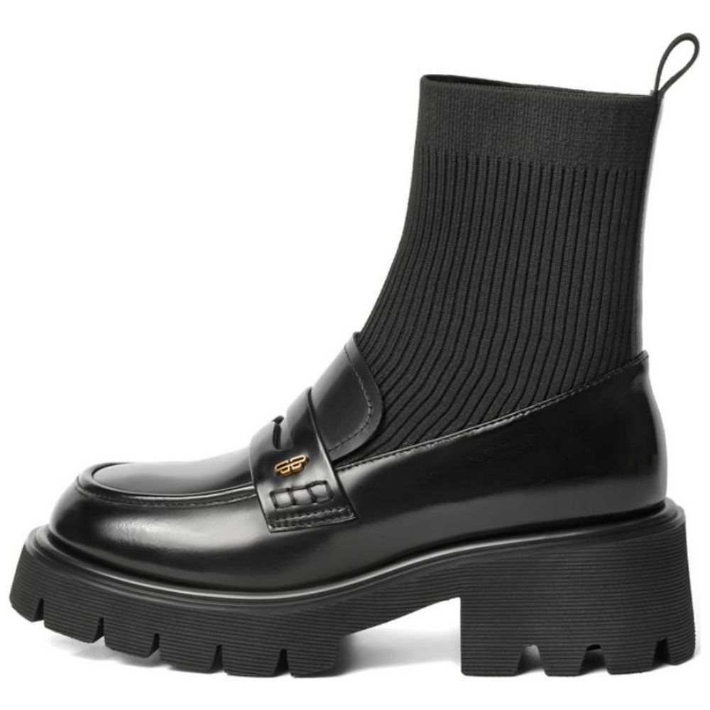 BELLE Cow Leather Ankle Boots 5cm Women"s Black, Burgundy