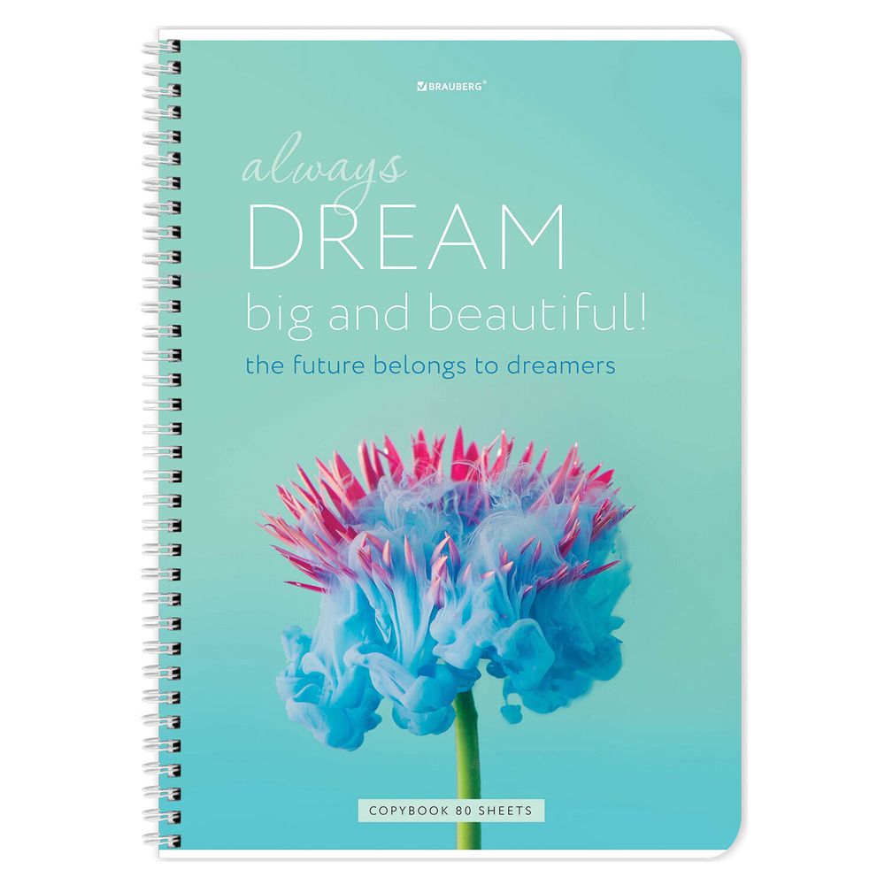 Тетрадь А4, 80 л., BRAUBERG, гребень, клетка, обложка картон, "Dream", 404049, 4шт