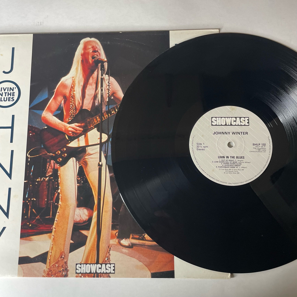 Винтажная виниловая пластинка LP Johnny Winter Livin In The Blues (Англия 1985)