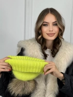 шапка ангора с меховым помпоном зимняя пушистая стильная