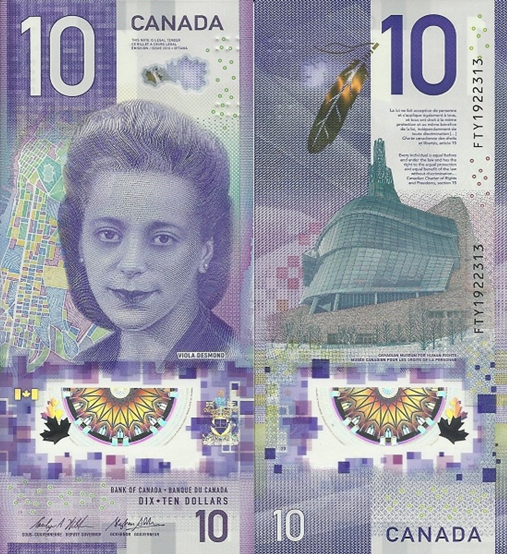 Канада 10 долларов 2018 Виола Десмонд UNC