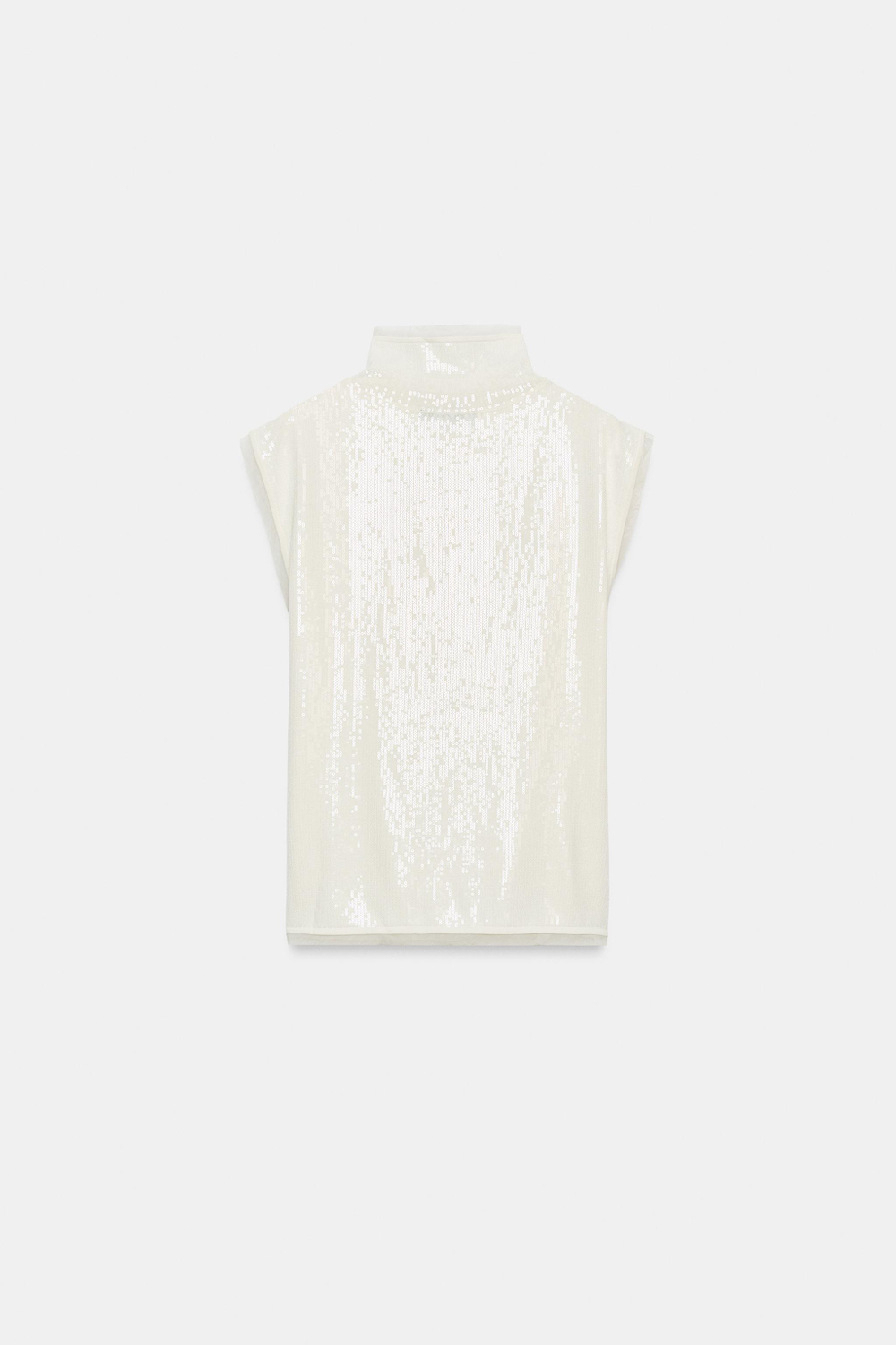 ТРИКОТАЖНЫЙ ТОП С ПАЙЕТКАМИ — ZARA