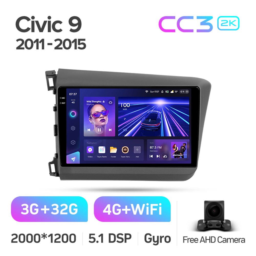 Teyes CC3 2K 9"для Honda Civic 9 2011-2015