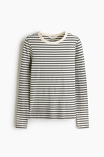 Топ в рубчик с длинными рукавами - H&M