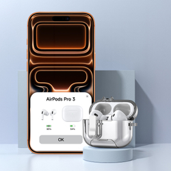 Чехол серый тонированный с магнитным замком для наушников AirPods Pro 3, серия PECR Series Case, в комплекте с карабином