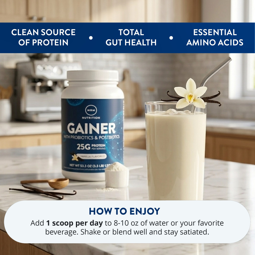 MRM Nutrition, Gainer, 1 миллиард пробиотиков, ваниль, 3,3 фунта (1512 г)