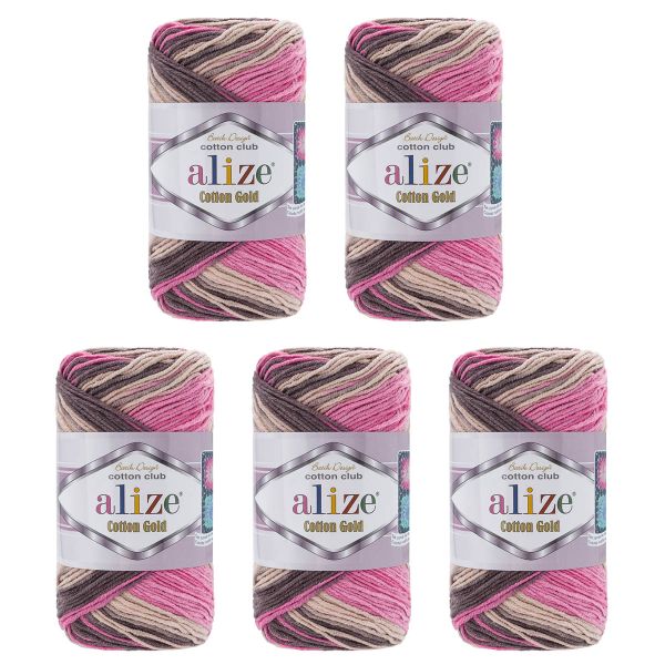 Пряжа Alize (Ализе) Cotton Gold Batik / уп.5 мот. по 100 г, 330м, 7829 секционный