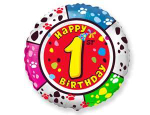 Шар фольга 18" "Цифра" 0 - 9 Надпись Happy Birthday