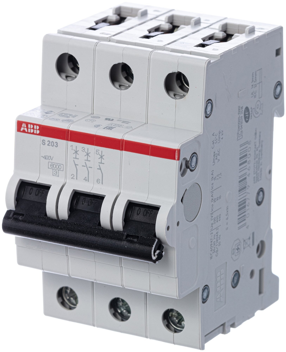Автоматический модульный выключатель ABB 3п C S203 6кА 40А 2CDS253001R0404