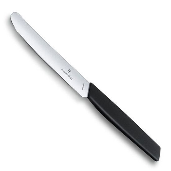 Кухонный нож Victorinox Мод. Swiss Modern лезвие 11 см с закруглённым кончиком, чёрный #6.9003.11