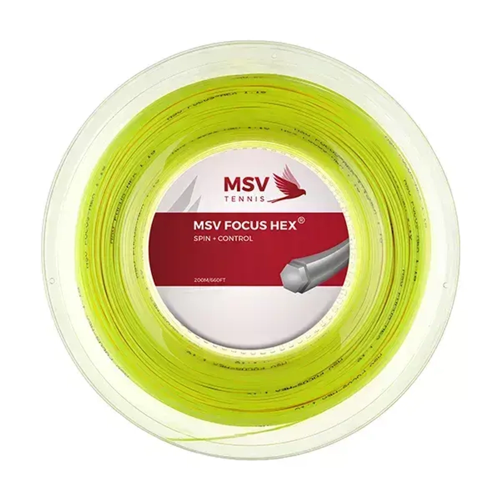 Теннисная струна MSV Focus HEX, 1.23, 200м (неоновый)