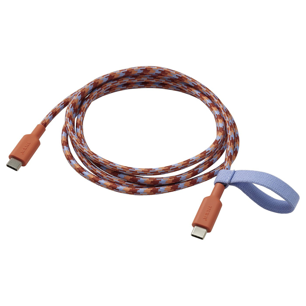 IKEA LILLHULT  (ИКЕА ЛИЛЛХУЛТ)  -  USB-C на USB-C - оранжевый/лиловый 1.5 м