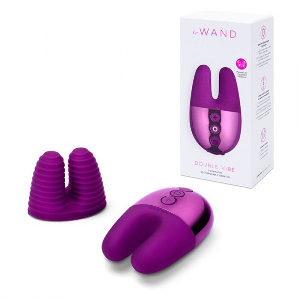 Фиолетовый вибратор с ушками 8,4см Le Wand Double Vibe LW-035-CHR