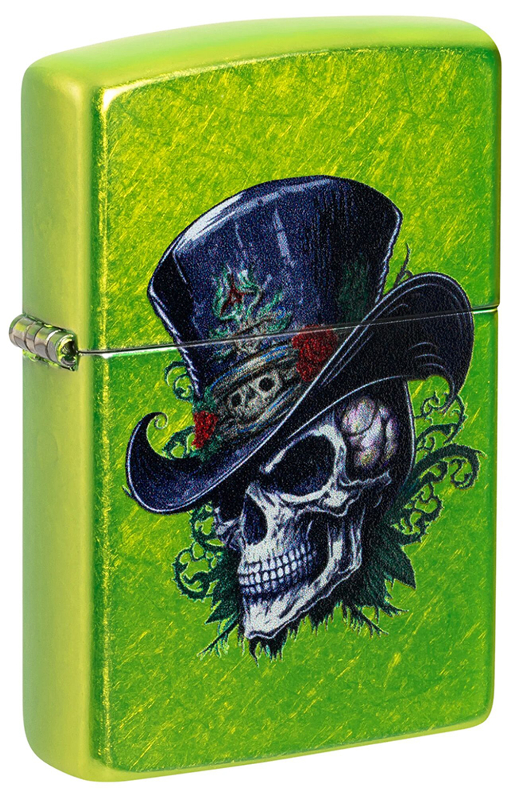 Зажигалка ZIPPO Steampunk Skeleton с покрытием Lurid™, латунь/сталь, зеленая, глянцевая, 38x13x57 мм