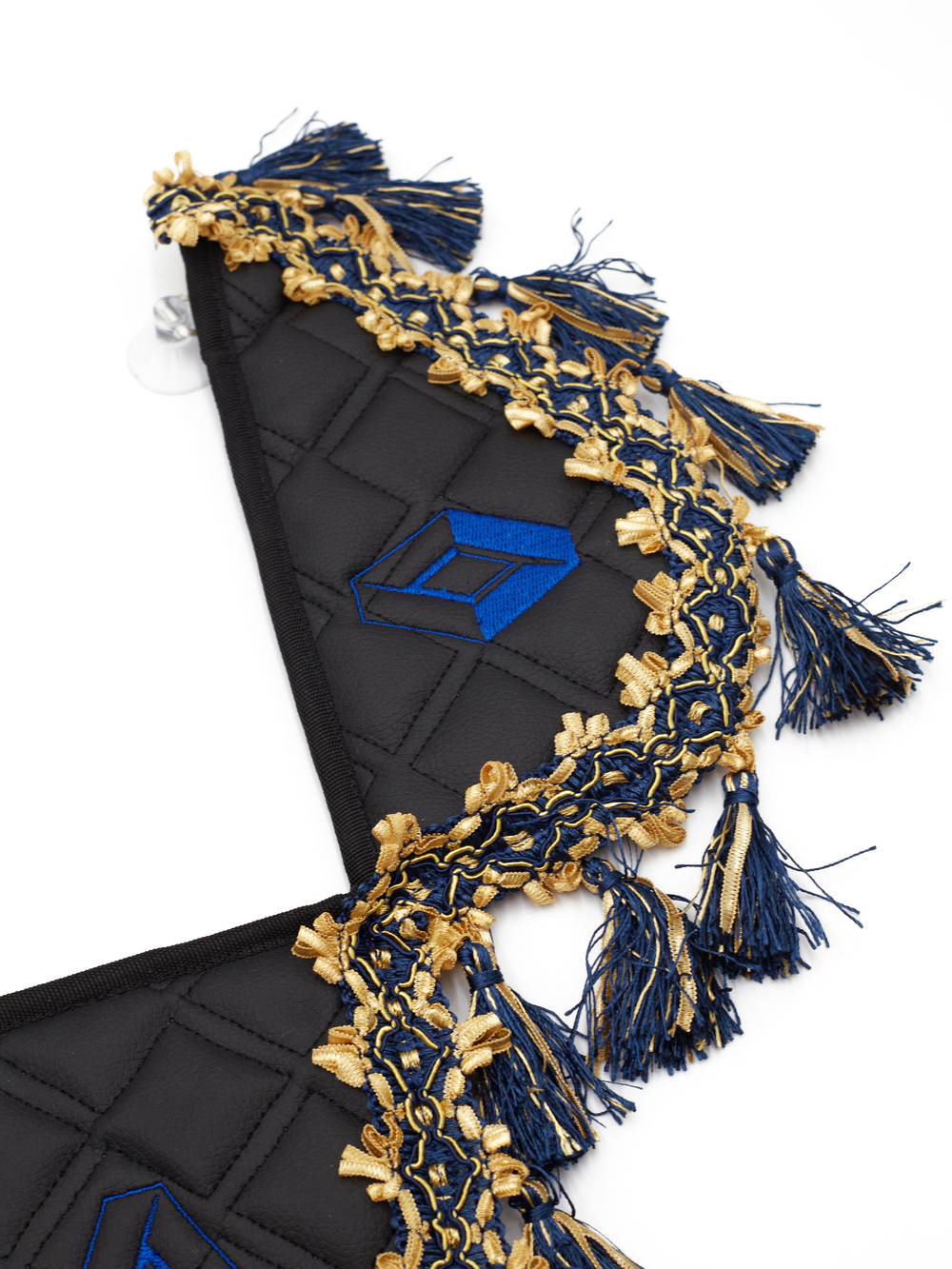 Вымпел тройной RENAULT (экокожа, черный с синими кисточками)