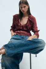 Блузка с оборками и пеплумом - H&M