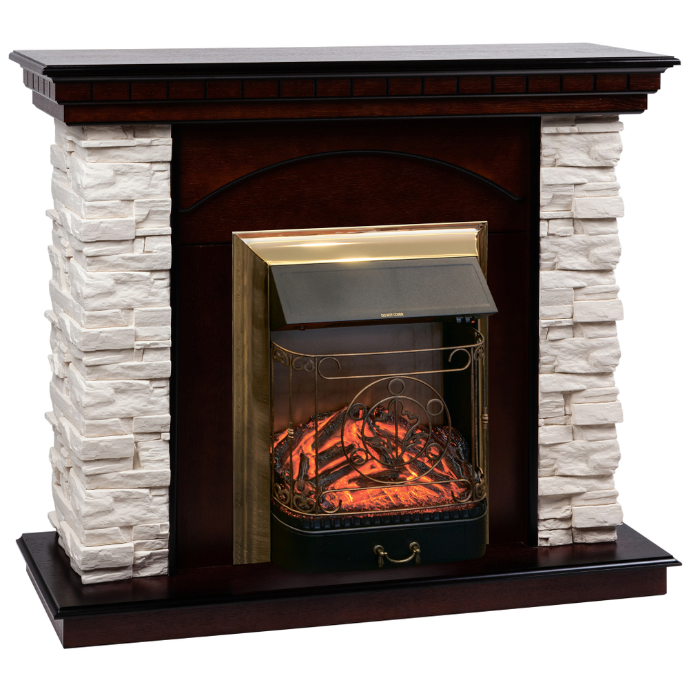 Каминокомплект Real Flame Elford AO с очагом Majestic Lux Brass