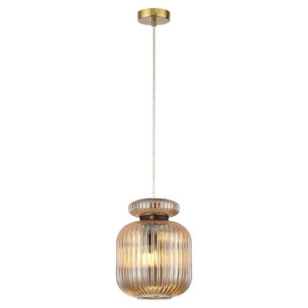 5042/1A PENDANT ODL24 373 античн.бронза/янтарный/металл/стекло/эко.кожа Подвес E27 1*60W JUGI