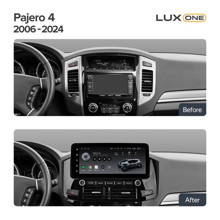 Магнитола для Mitsubishi Pajero 4 2006-2022 (без штатной КЗВ) - Teyes LUX ONE 360 монитор 12.3", Android 10, Быстрая, CarPlay, 4G SIM-слот, 4 камеры в комплекте