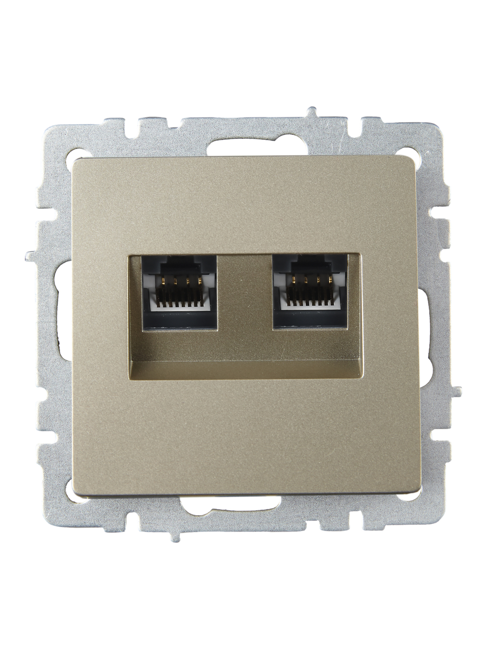 BRITE Розетка компьютерная двойная RJ45 кат.6 РК11-2-БрШ шампань IEK