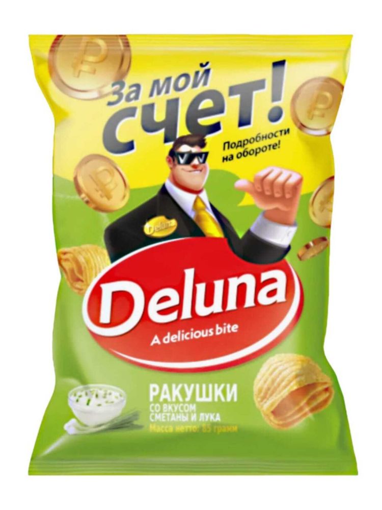 Кукурузные снеки Deluna Сметана и лук 85 г x 4 шт